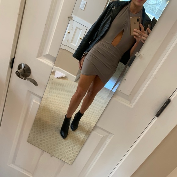 Light Greenish/Suede Tight Mini Dress - Picture 5 of 6